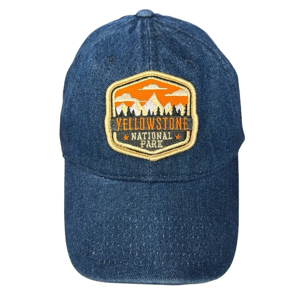 Yellowstone National Park National Parks Distressed Denim Embroidered Hat Cap